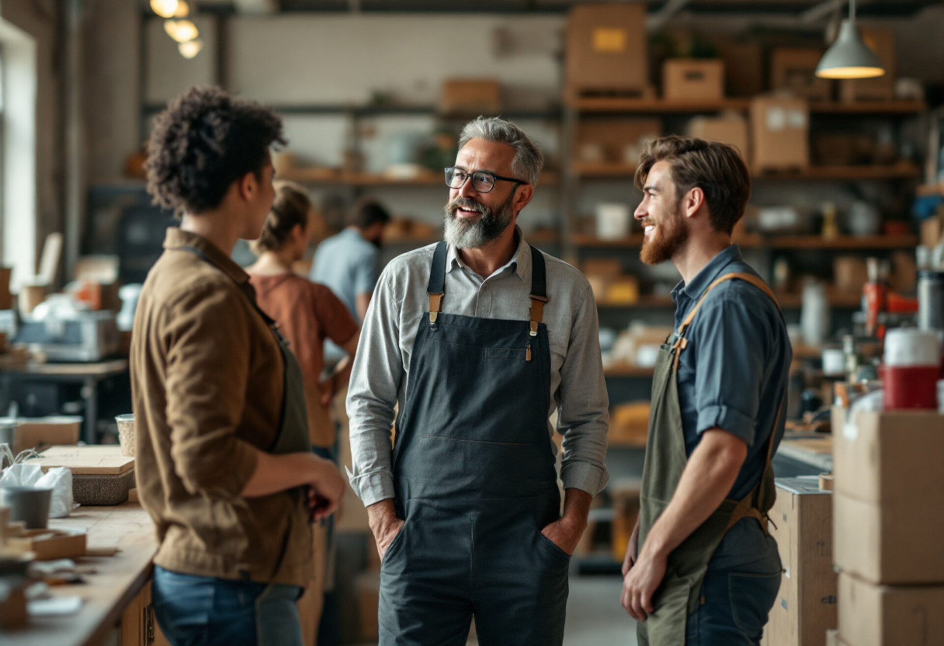 Small business owner reviewing group health benefits for their team