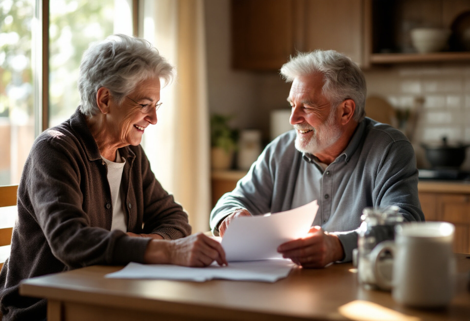 Senior couple reviewing Medicare plan options with an independent insurance agent